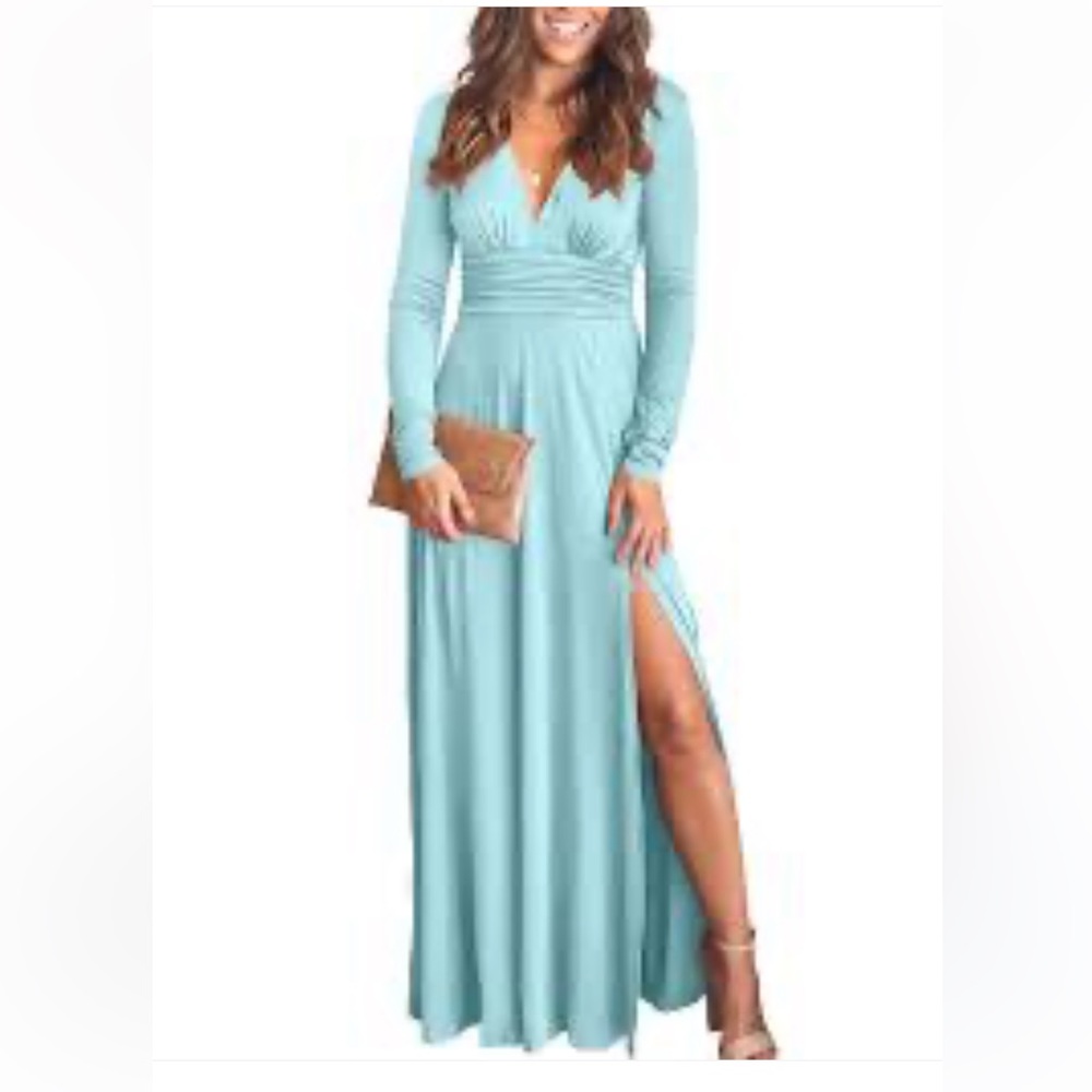 2/$30 Anrabess blue long sleeves maxi with slit size medium new